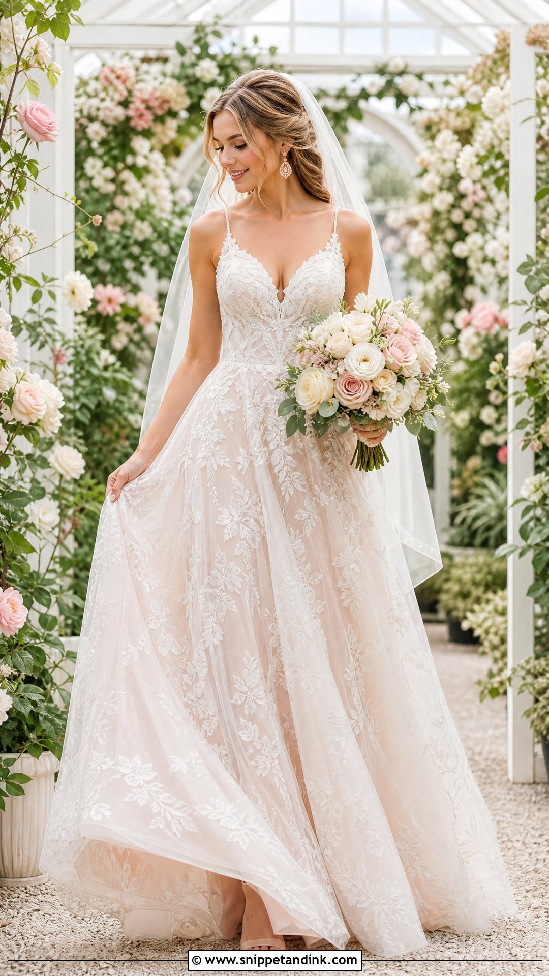 Blush Champagne Wedding Dress - Snippet and Ink - 25 Champagne Wedding Dresses