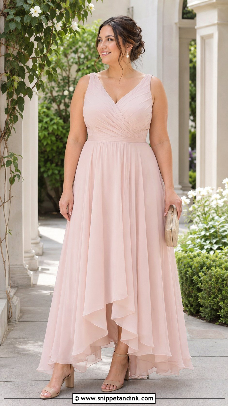 Blush Chiffon A Line Gown Outfit - Snippet and Ink - 20 Blush Gown Ideas