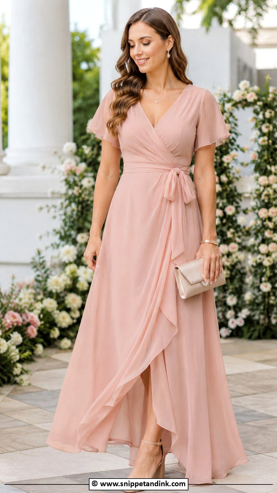 Blush Chiffon Maxi Brides Sister Dress - Snippet and Ink - 30 Bride's Sister Dress Ideas