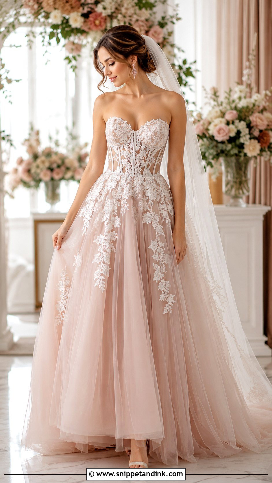 Blush Corset Bridal Gown - Snippet and Ink - 20 Corset Bridal Gown Ideas