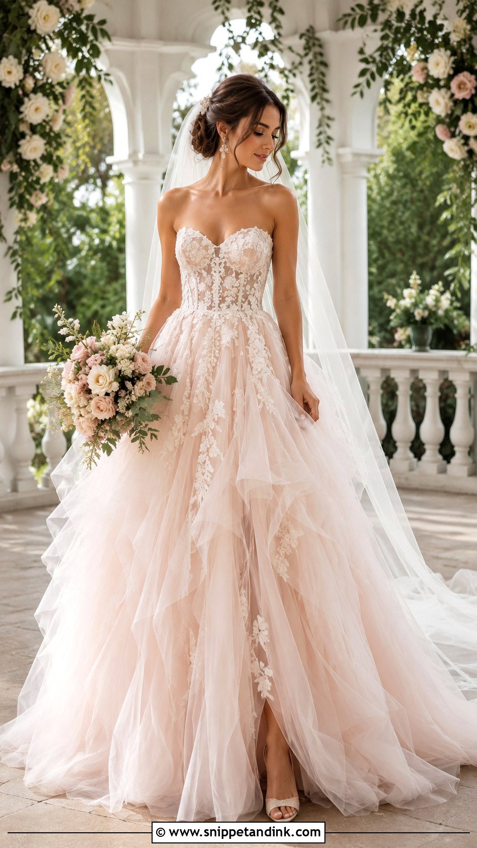 Blush Corset Wedding Dress - Snippet and Ink - 20 Long Corset Wedding Dress Ideas