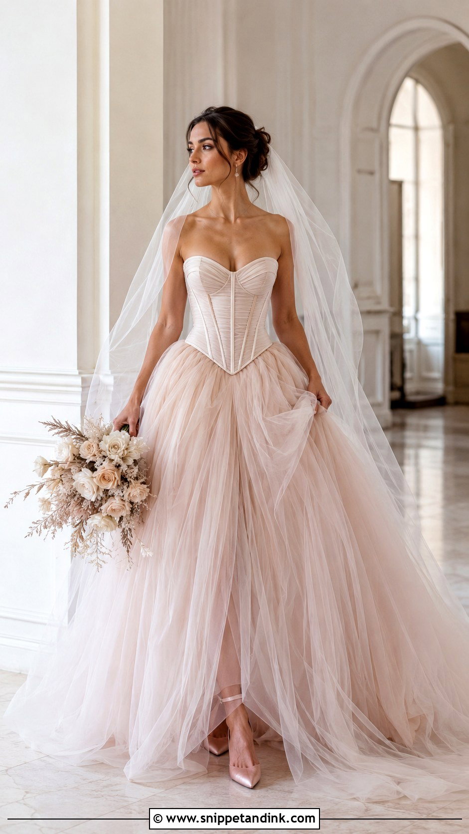 Blush Corset Wedding Gown - Snippet and Ink - 20 Blush Wedding Gown Ideas