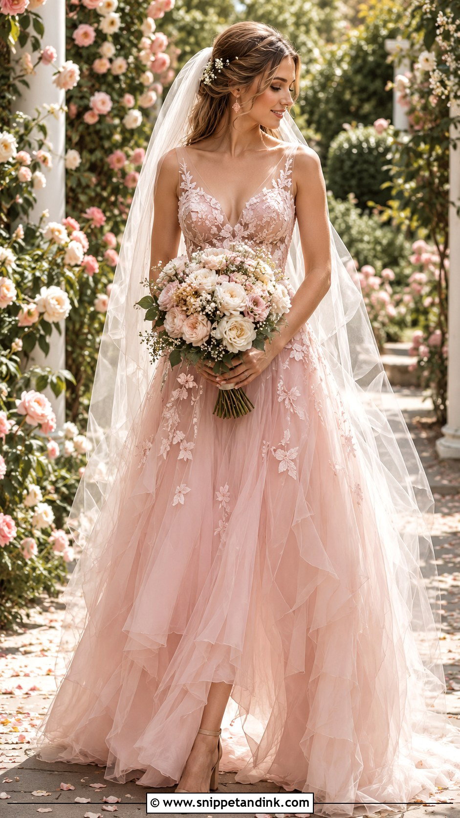 Blush Cottagecore Wedding Dress - Snippet and Ink - 20 Cottagecore Wedding Dresses