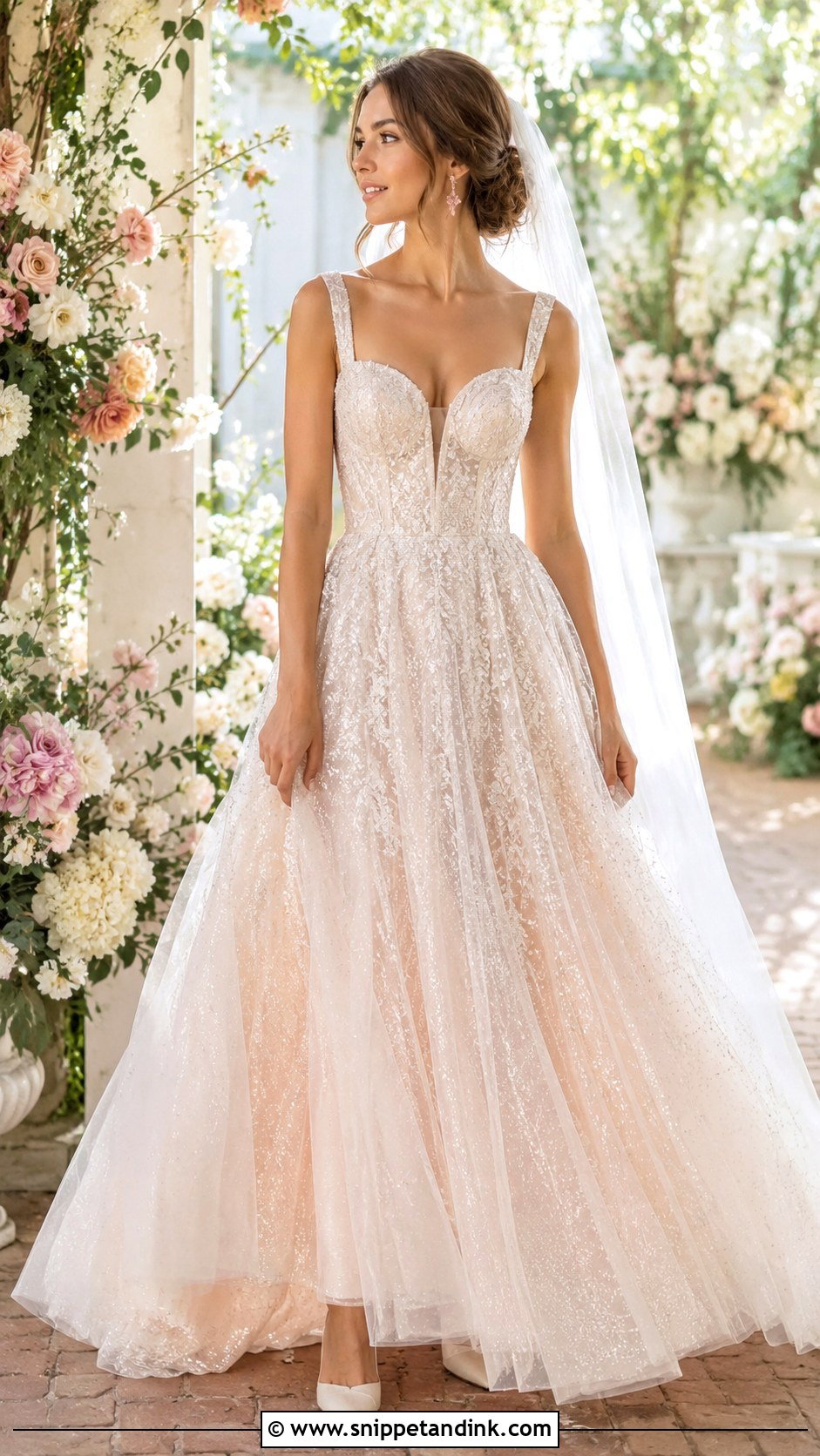 Blush Crystal Wedding Dress - Snippet and Ink - 20 Crystal Wedding Dress Ideas