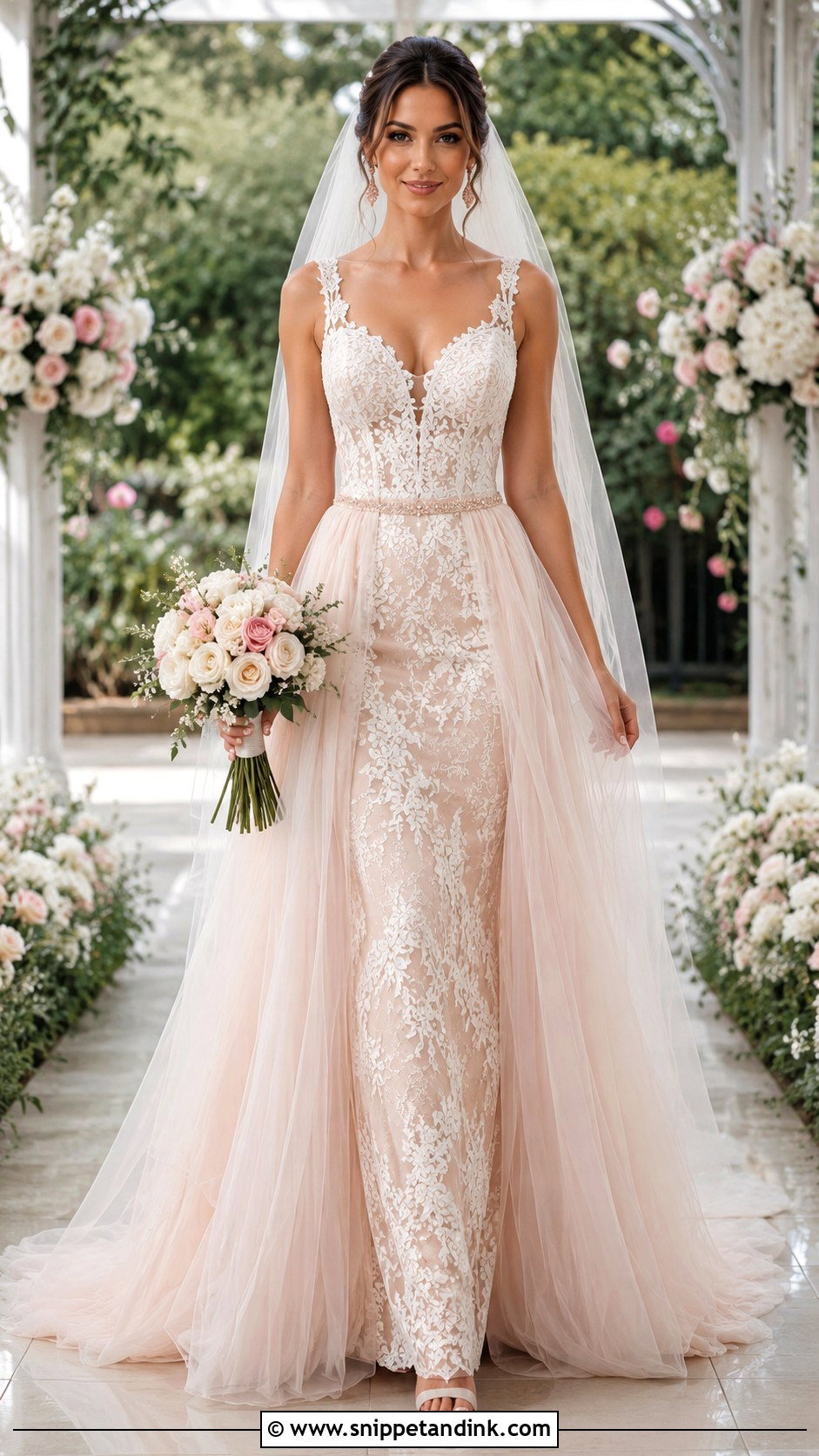 Blush Detachable Skirt Wedding Dress - Snippet and Ink - 20 Detachable Skirt Wedding Dresses