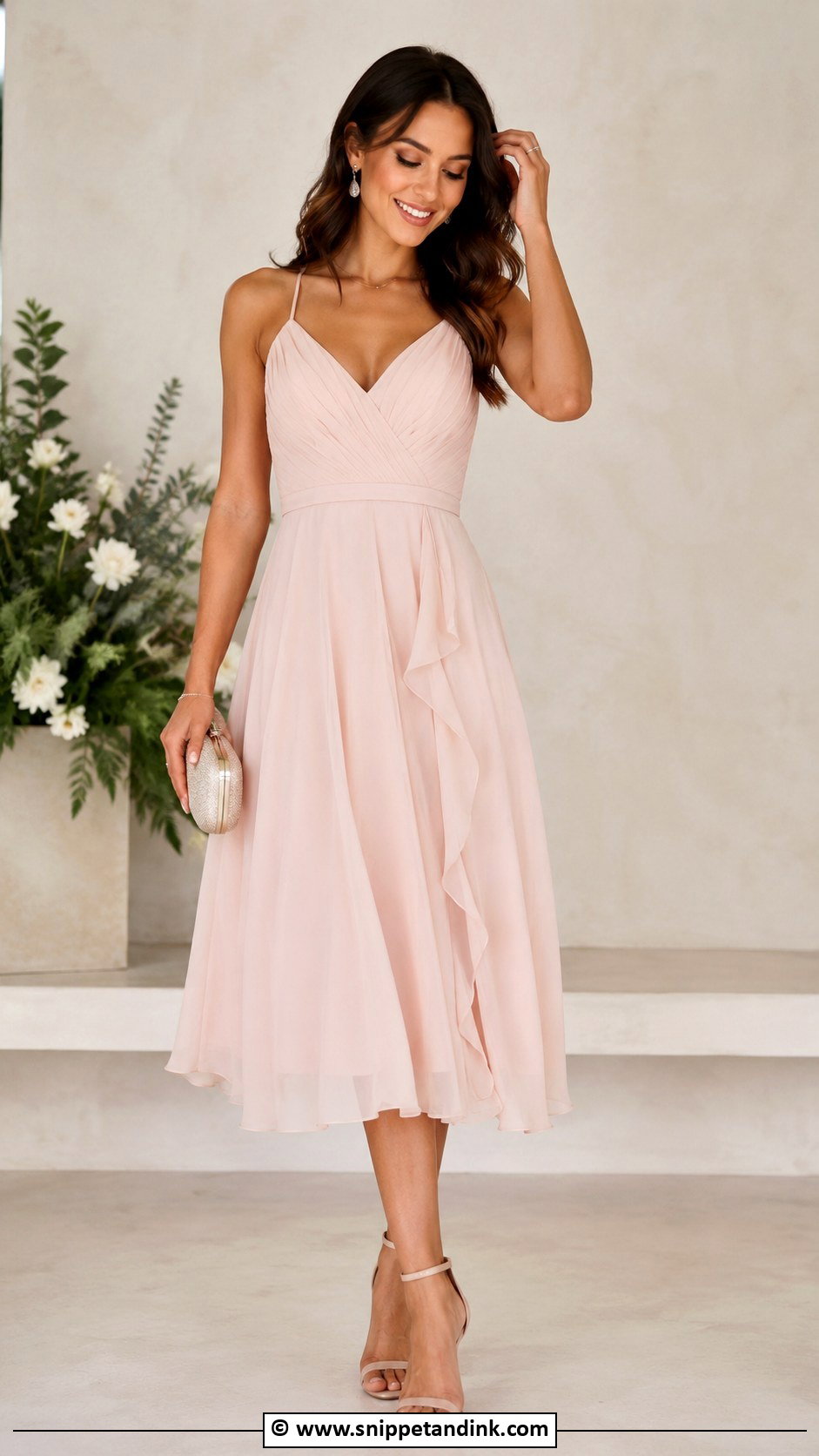 Blush Dress Rehearsal Dinner Outfit - Snippet and Ink - 30 Rehearsal Dinner Outfit Ideas