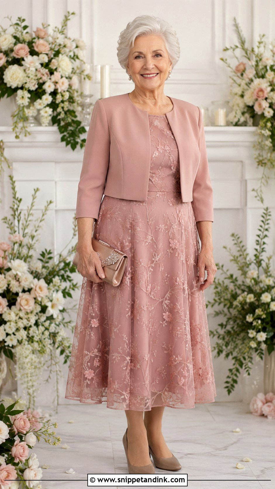 Blush Embroidered Nana Wedding Dress - Snippet and Ink - 20 Nana Wedding Dress Ideas