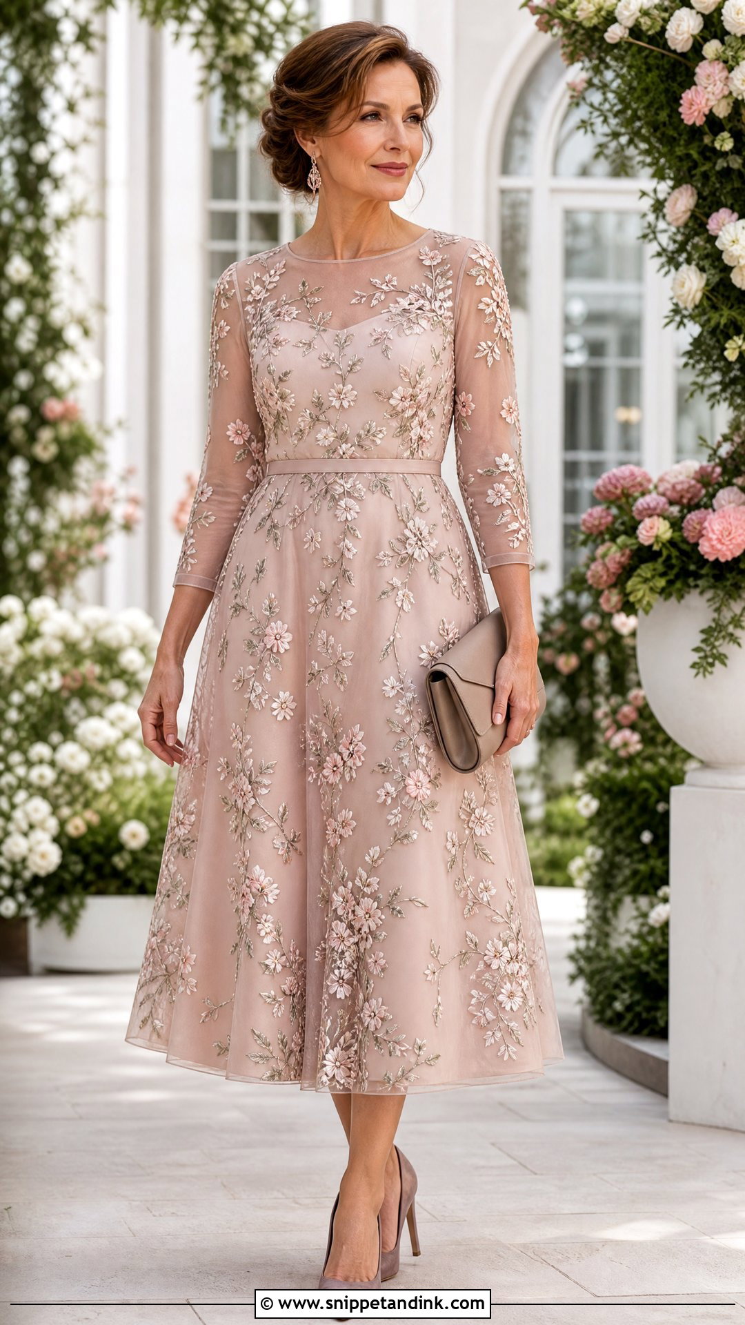 Blush Embroidered Wedding Godmother Dress - Snippet and Ink - 20 Wedding Godmother Dress Ideas
