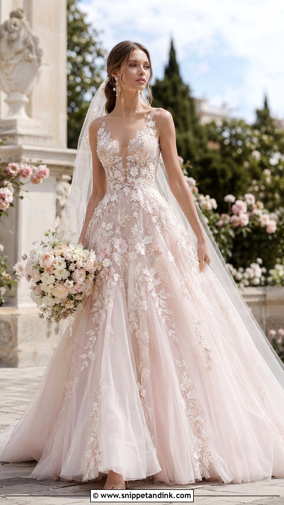 Blush Embroidered Wedding Gown - Snippet and Ink - 20 Haute Couture Wedding Gowns