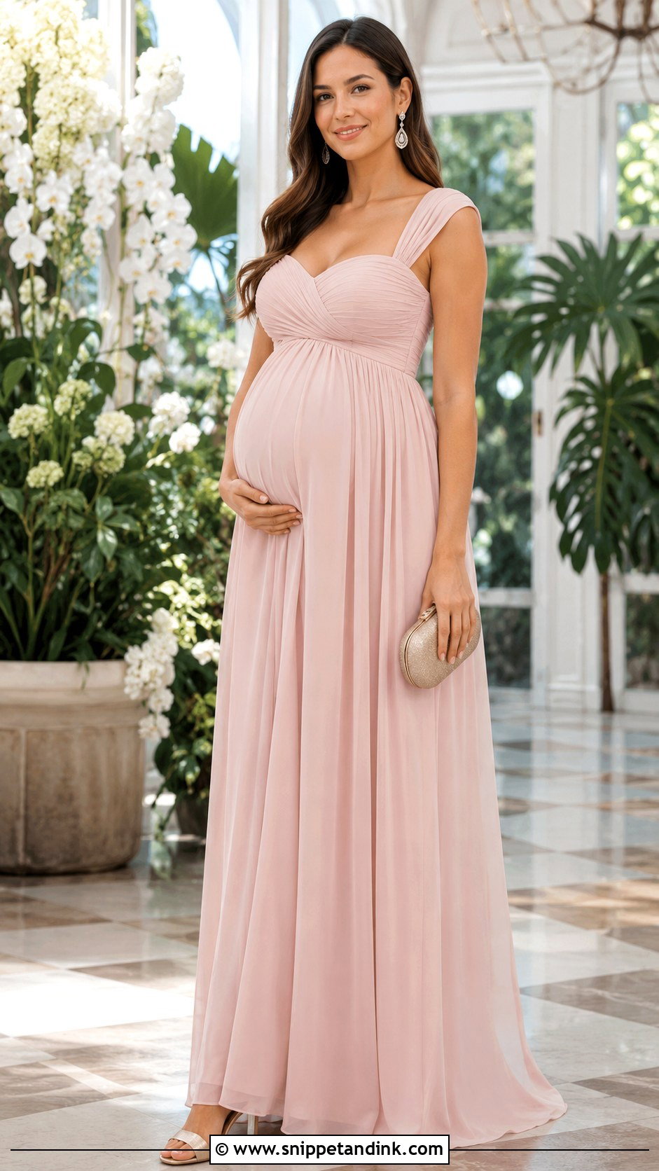 Blush Empire Waist Gown Outfit - Snippet and Ink - 20 Blush Gown Ideas