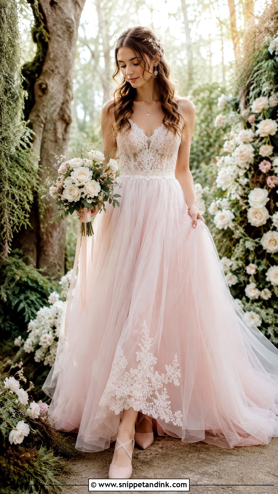 Blush Enchanted Forest Wedding Dress - Snippet and Ink - 25 Enchanted Forest Wedding Dress Ideas