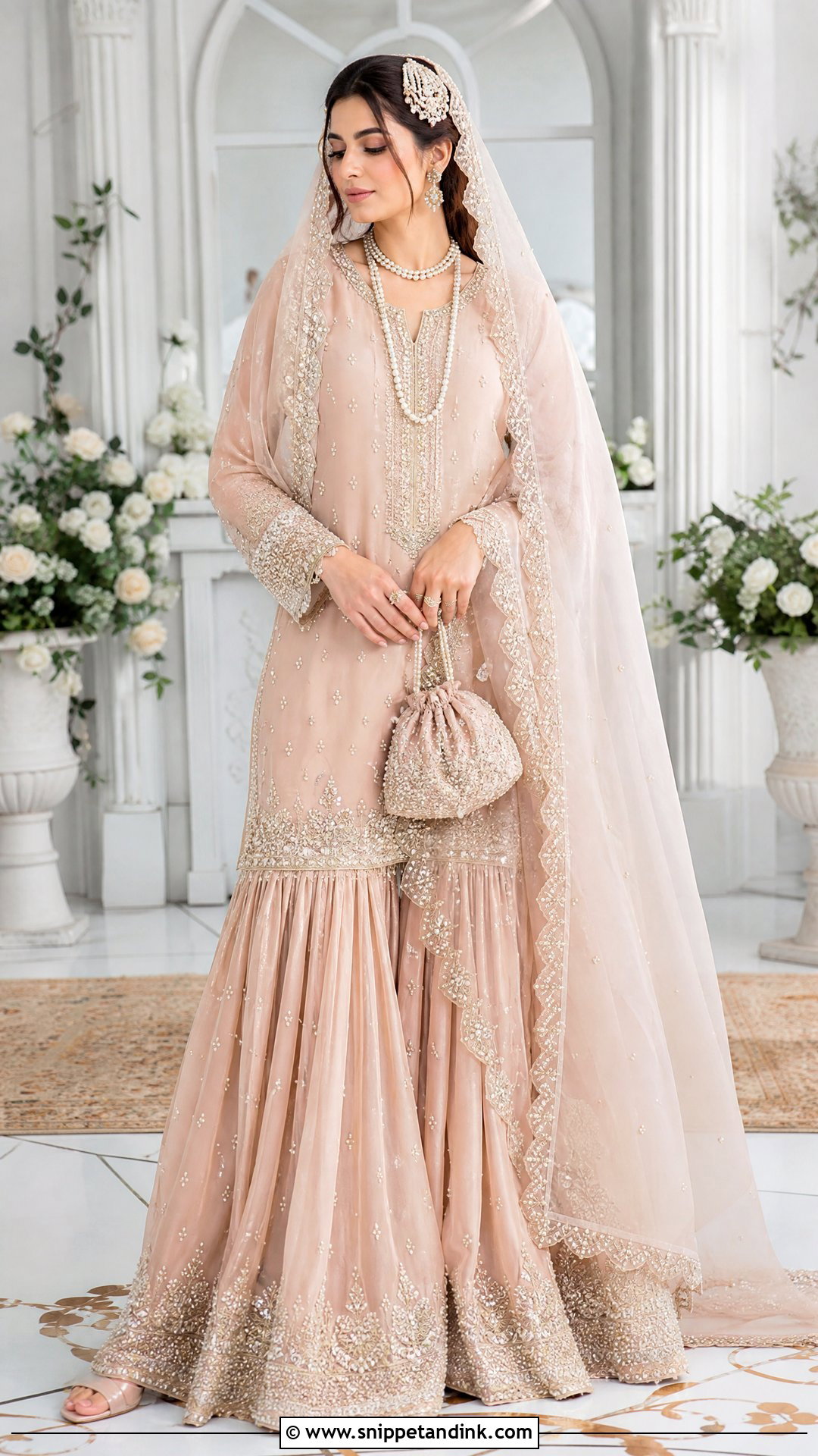Blush Farshi Shalwar Pakistani Wedding Dress - Snippet and Ink - 20 New Pakistani Wedding Dresses