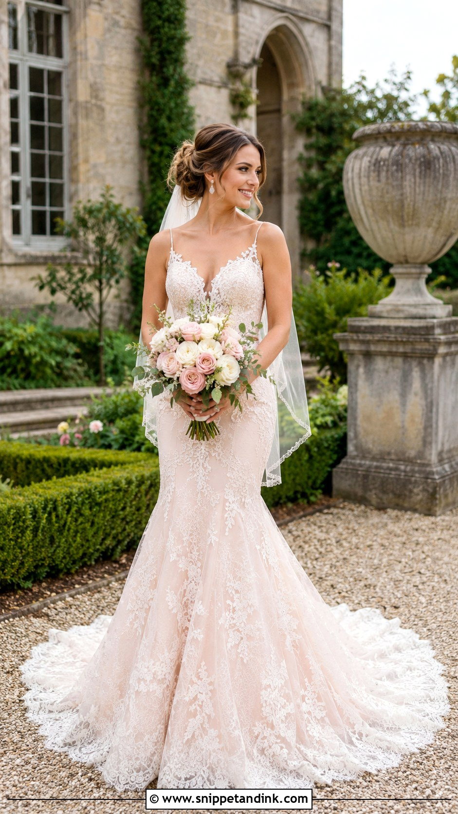 Blush Fish Tail Wedding Dress - Snippet and Ink - 20 Fish Tail Wedding Dress Ideas