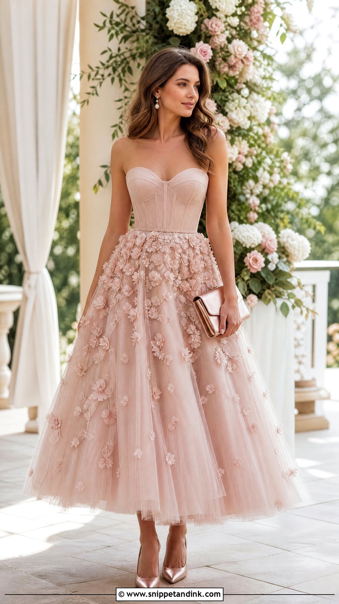 Blush Floral Applique Ball Gown - Snippet and Ink - 20 Regal Dress Gowns