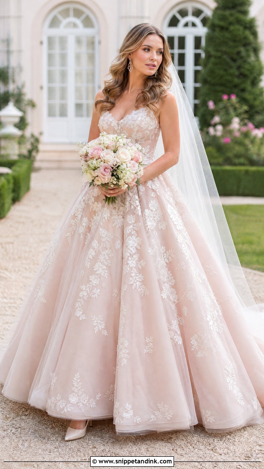Blush Floral Ballgown Wedding Dress - Snippet and Ink - 20 Wedding Gown Ballgown Ideas