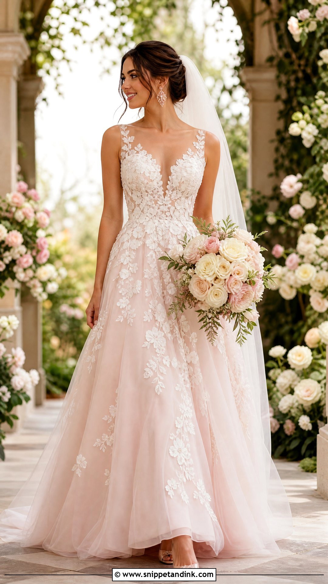 Blush Floral Bridal Dress - Snippet and Ink - 25 Floral Bridal Dress Ideas