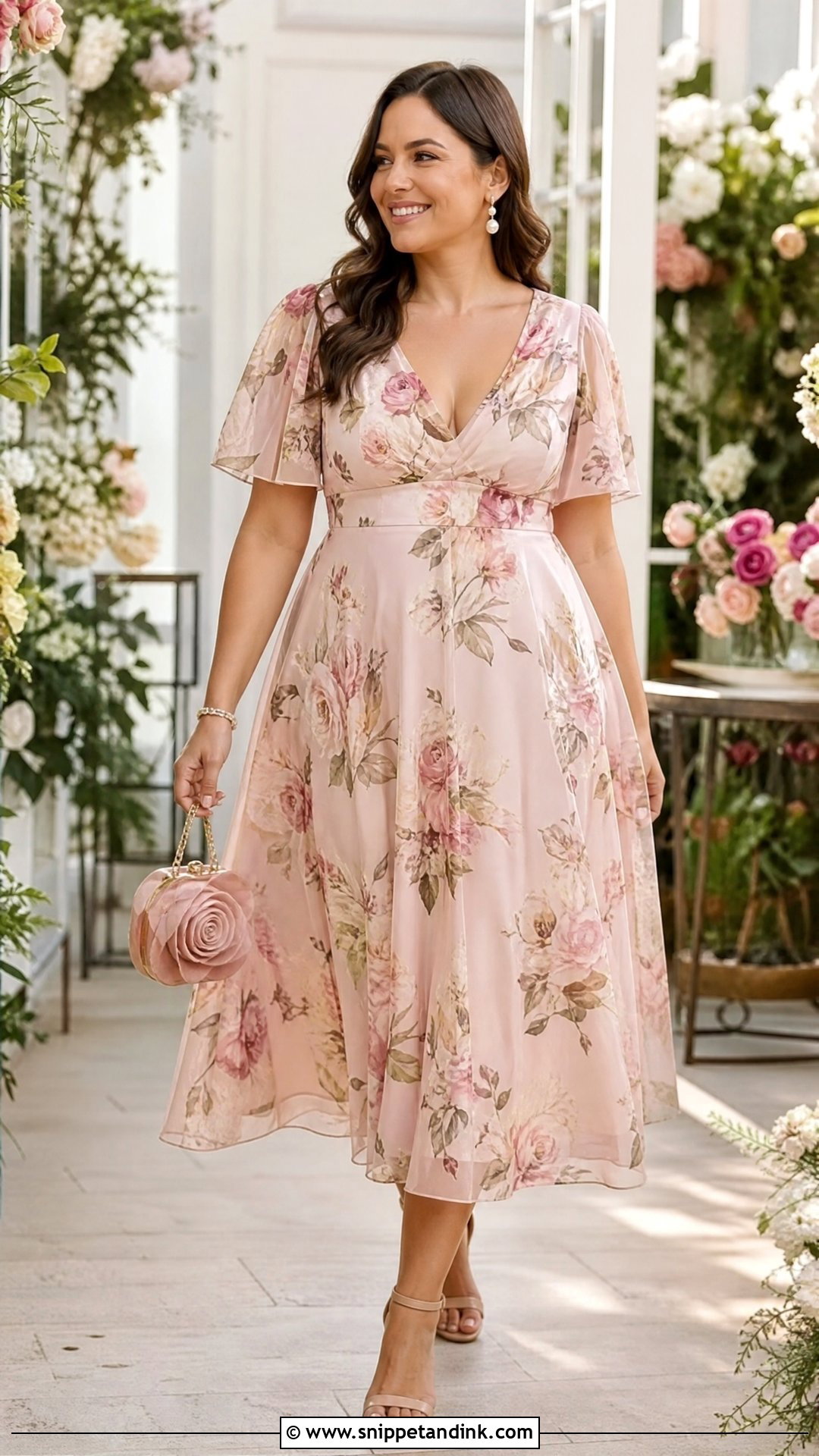 Blush Floral Midi Vow Renewal Dress - Snippet and Ink - 20 Vow Renewal Dress 25th Anniversary Ideas