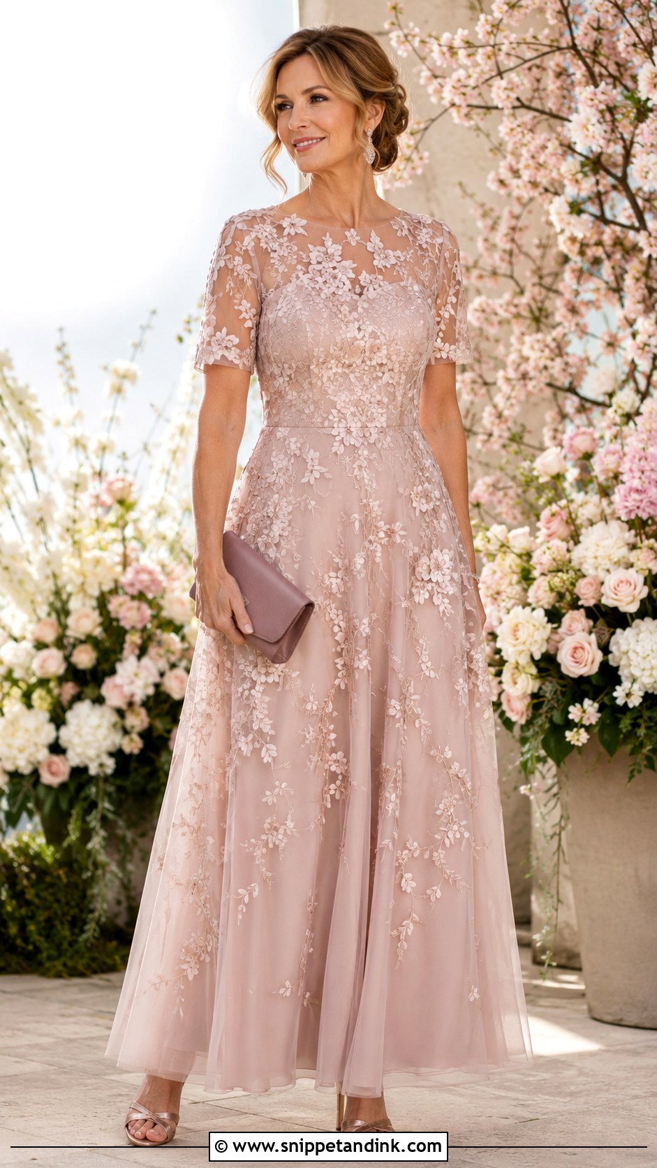 Blush Floral Mother of the Bride Dress - Snippet and Ink - 20 Mom of Bride Dresses