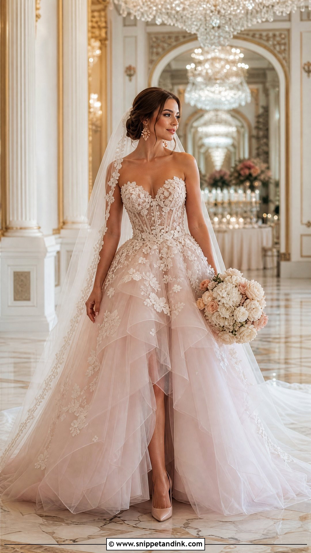 Blush Floral Wedding Ball Gown - Snippet and Ink - 20 Flower Wedding Dresses