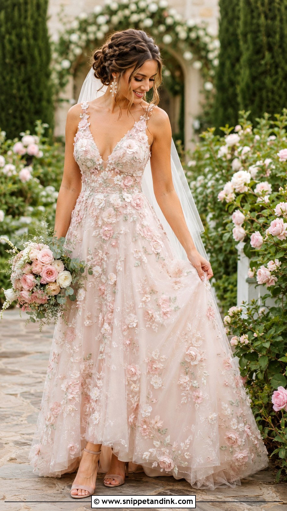 Blush Floral Wedding Dress - Snippet and Ink - 20 Girly Wedding Dress Ideas