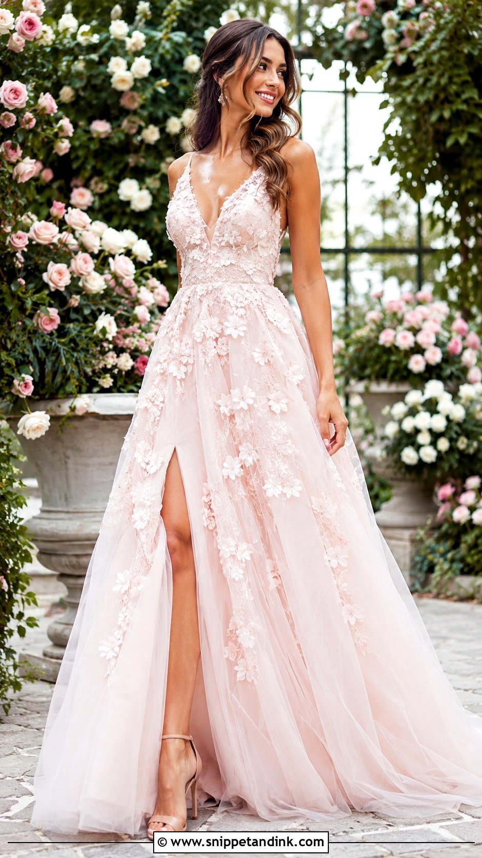 Blush Floral Wedding Dress - Snippet and Ink - 25 Blush Colored Wedding Dresses