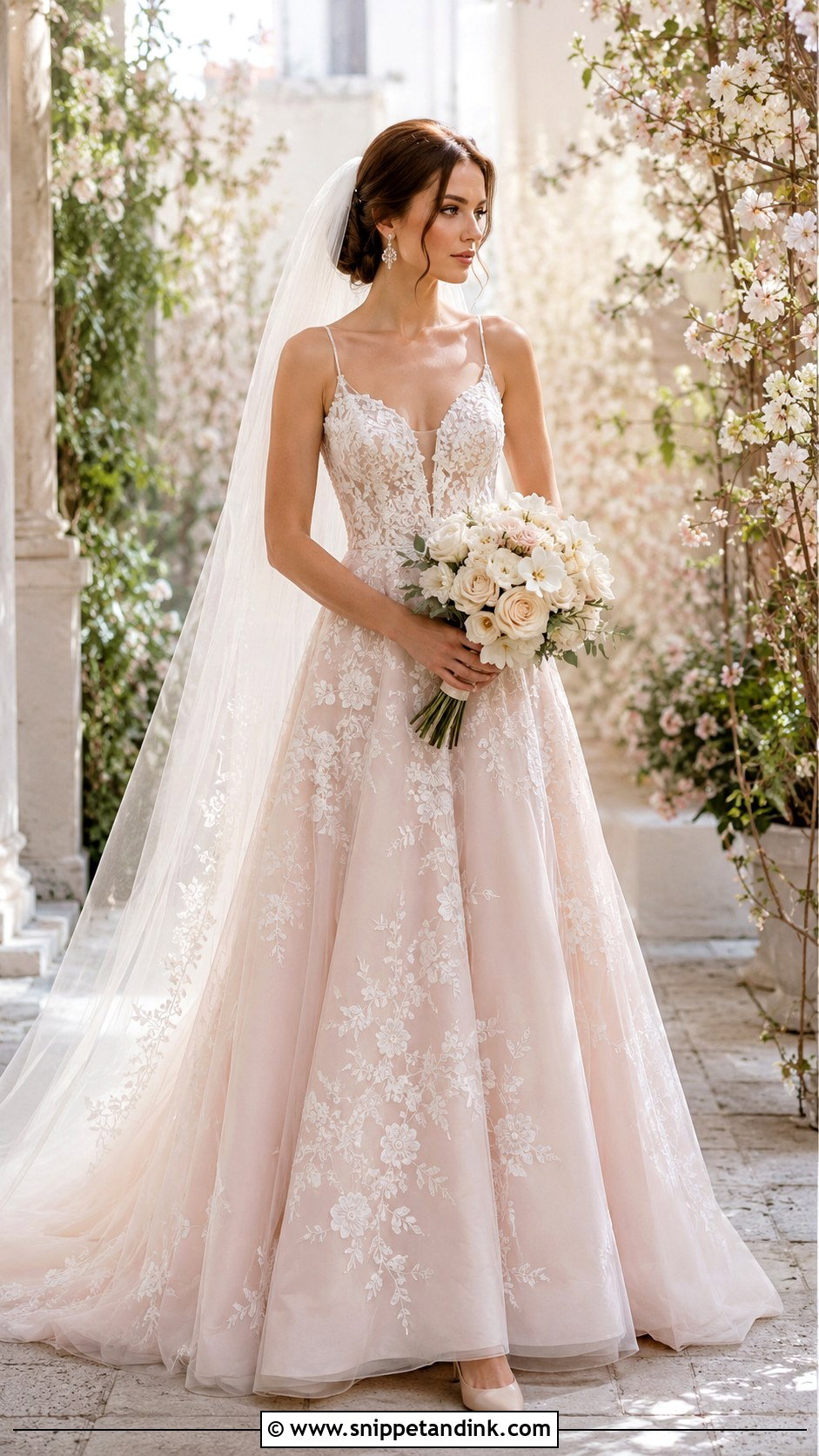 Blush Floral Wedding Dress - Snippet and Ink - 20 Amazing Wedding Dress Ideas