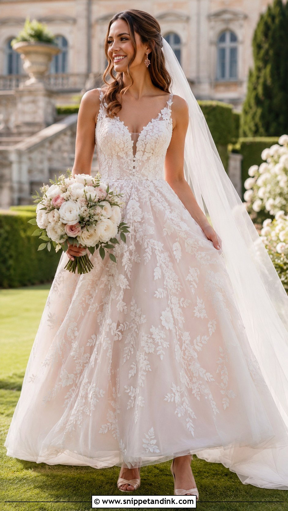 Blush Floral Wedding Dress - Snippet and Ink - 20 Elegant Romantic Wedding Dresses