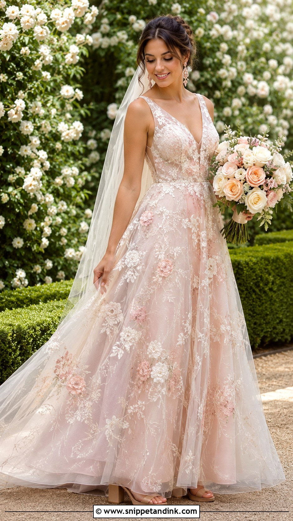Blush Floral Wedding Dress - Snippet and Ink - 20 Enchanted Garden Wedding Dress Ideas
