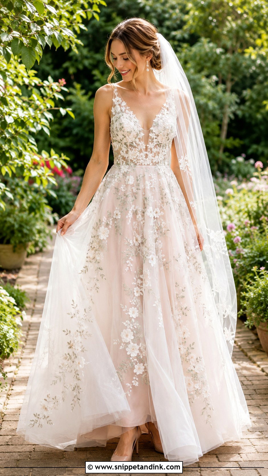 Blush Floral Wedding Gown - Snippet and Ink - 20 Latest Wedding Gowns Bridal Collection