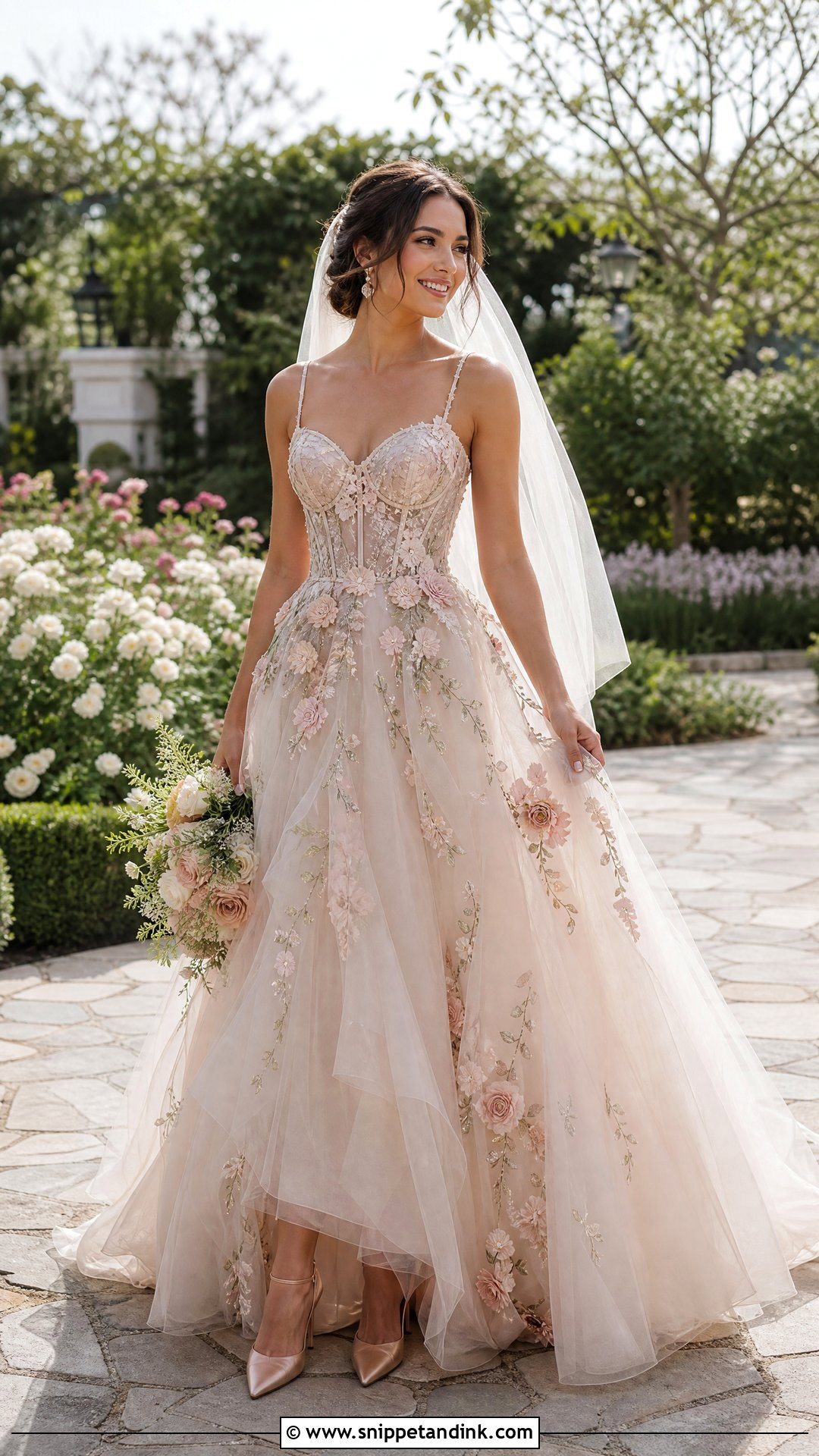 Blush Floral Wedding Gown - Snippet and Ink - 20 Wedding Gown 2025 Ideas