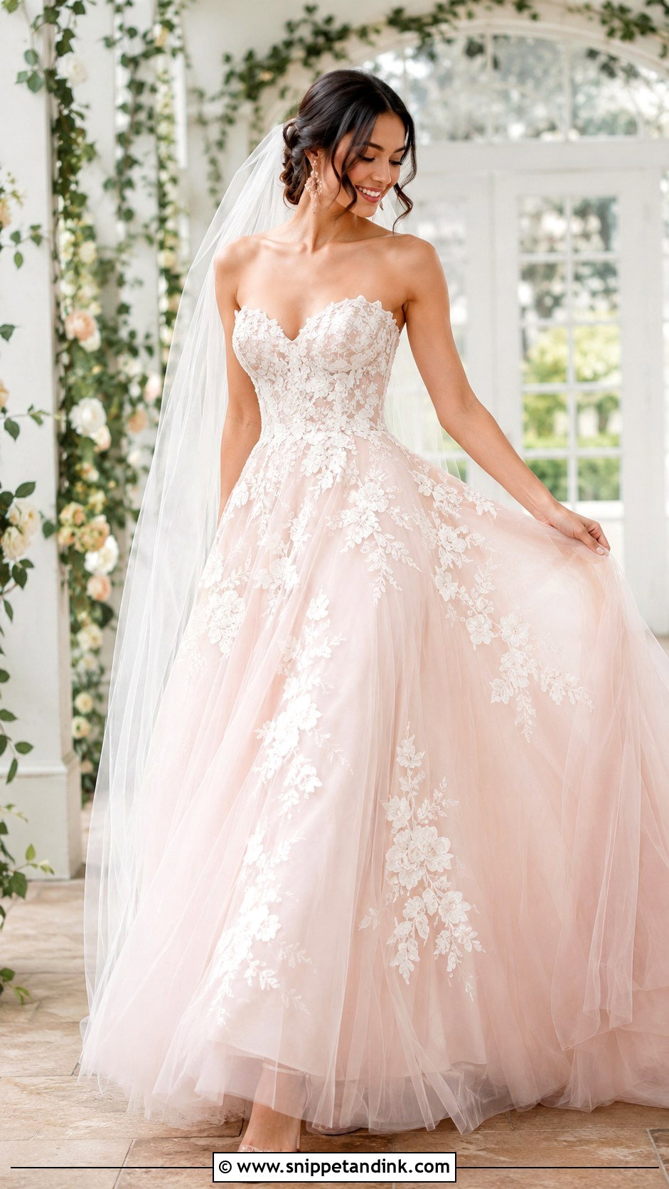 Blush Full Skirt Wedding Dress - Snippet and Ink - 20 Full Skirt Wedding Dress Ideas