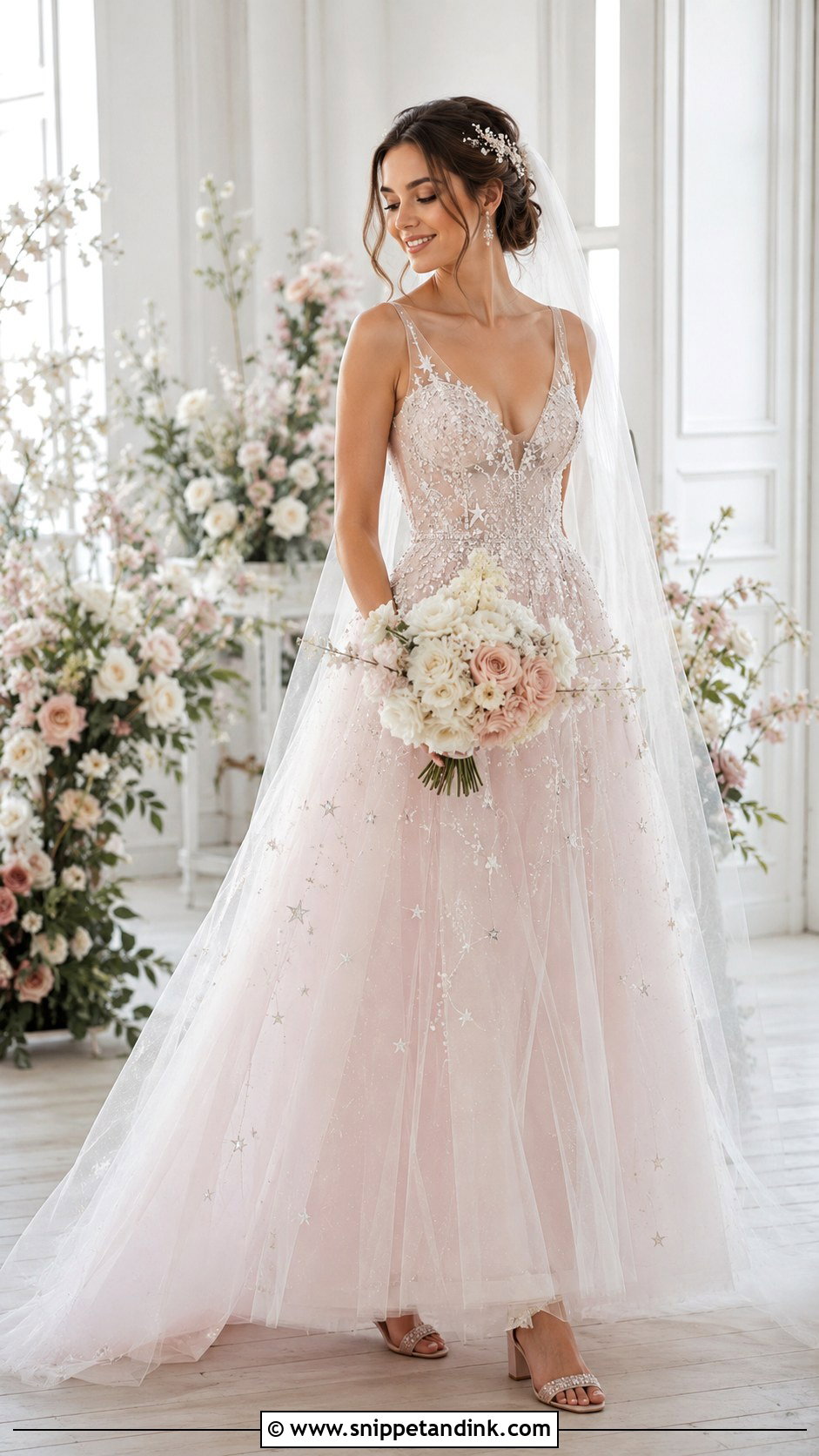 Blush Galaxy Wedding Dress - Snippet and Ink - 20 Galaxy Wedding Dress Ideas