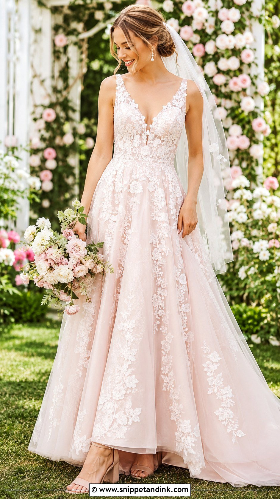 Blush Garden Wedding Dress - Snippet and Ink - 25 Blush Colored Wedding Dresses