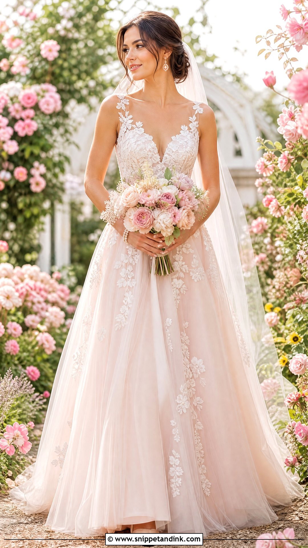 Blush Garden Wedding Gown - Snippet and Ink - 25 Garden Wedding Gown Ideas