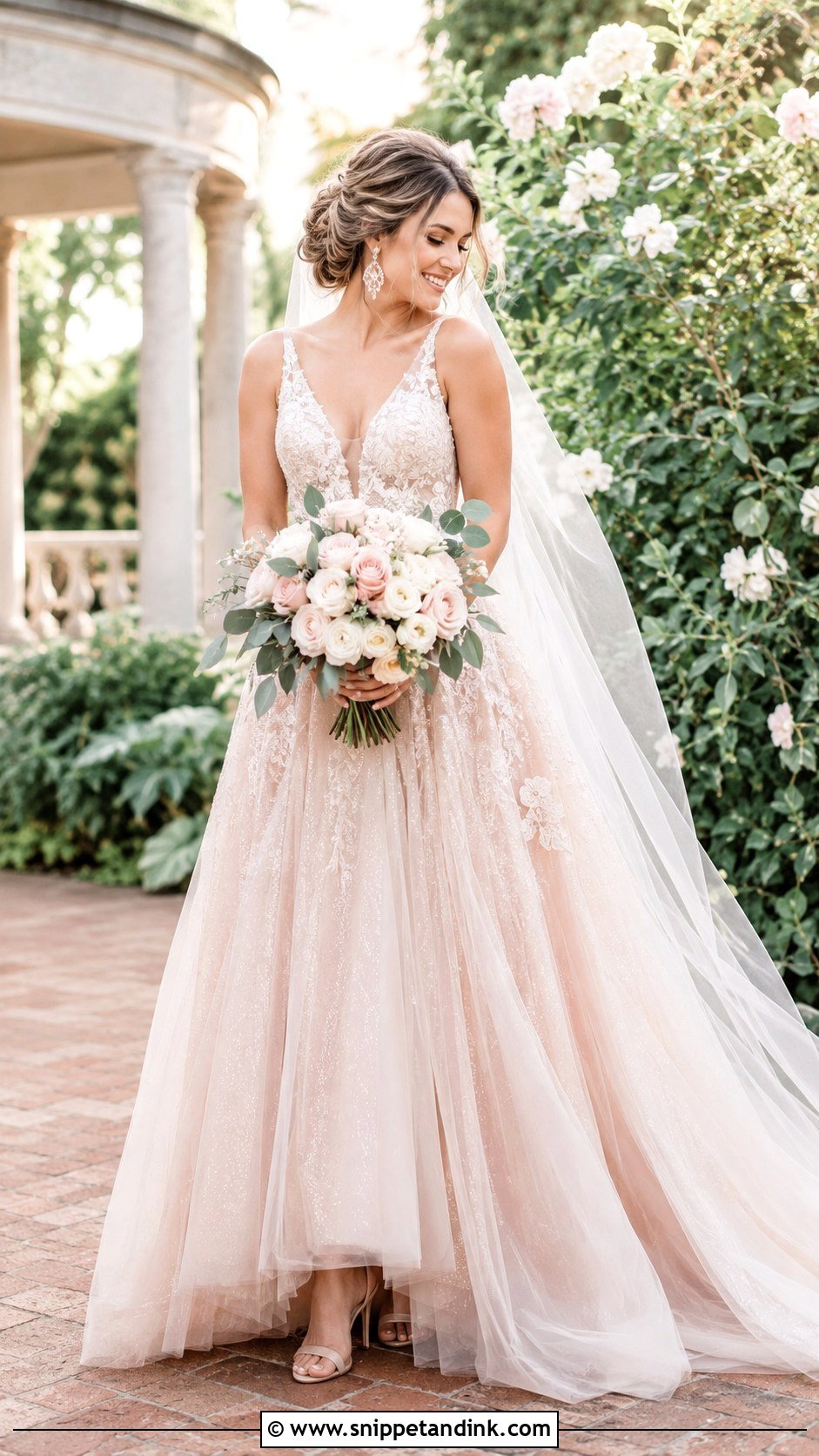 Blush Glitter Wedding Dress - Snippet and Ink - 20 Glittery Wedding Dress Ideas