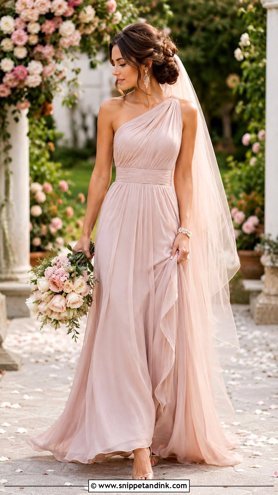 Blush Grecian Wedding Dress - Snippet and Ink - 20 Grecian Style Wedding Dress Ideas