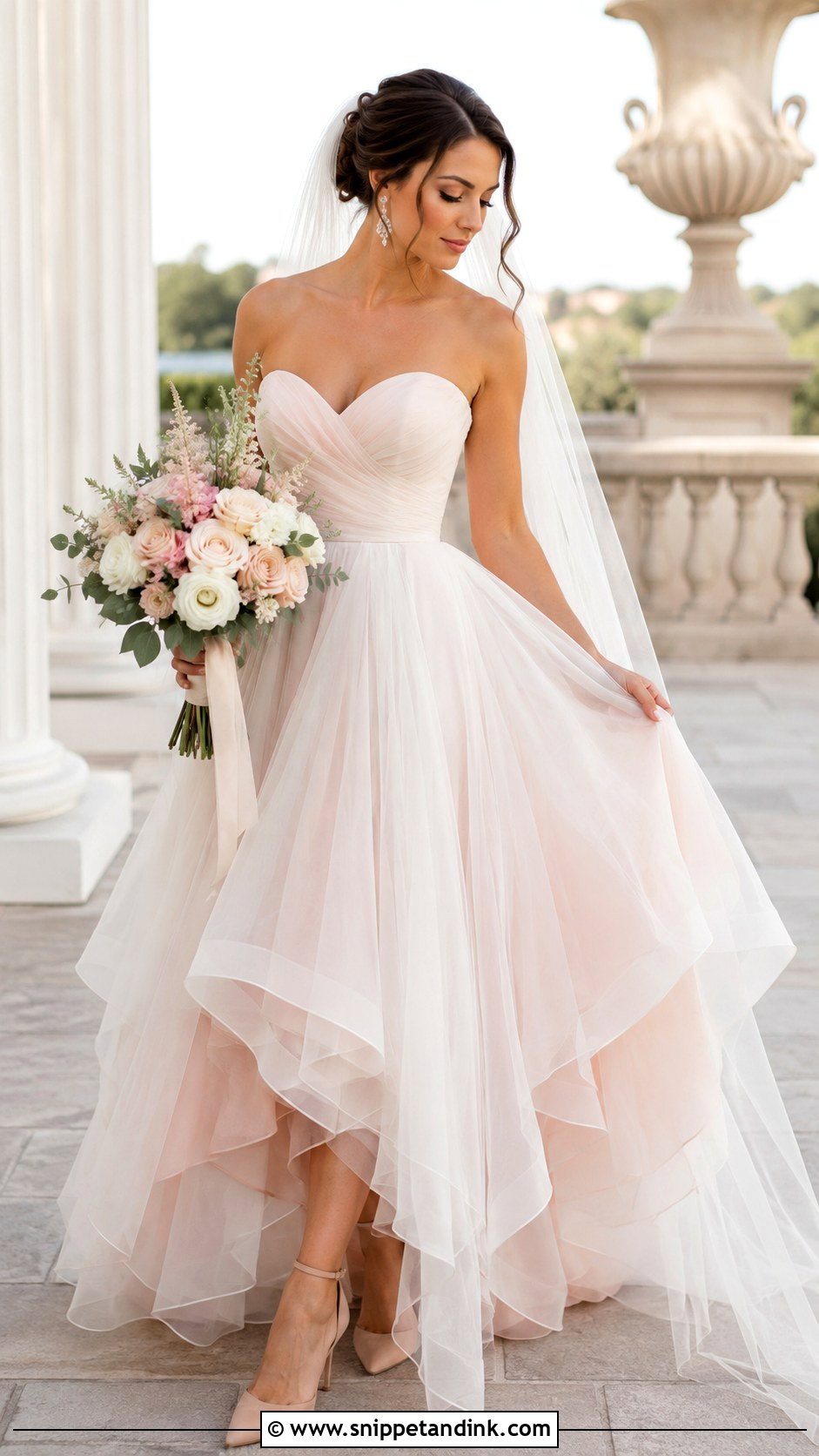 Blush Handkerchief Wedding Dress - Snippet and Ink - 20 Handkerchief Wedding Dress Ideas