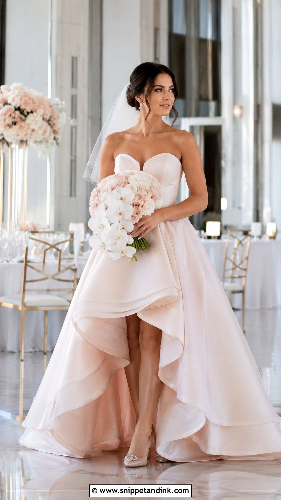 Blush High Low Wedding Dress - Snippet and Ink - 20 Blush Wedding Dresses