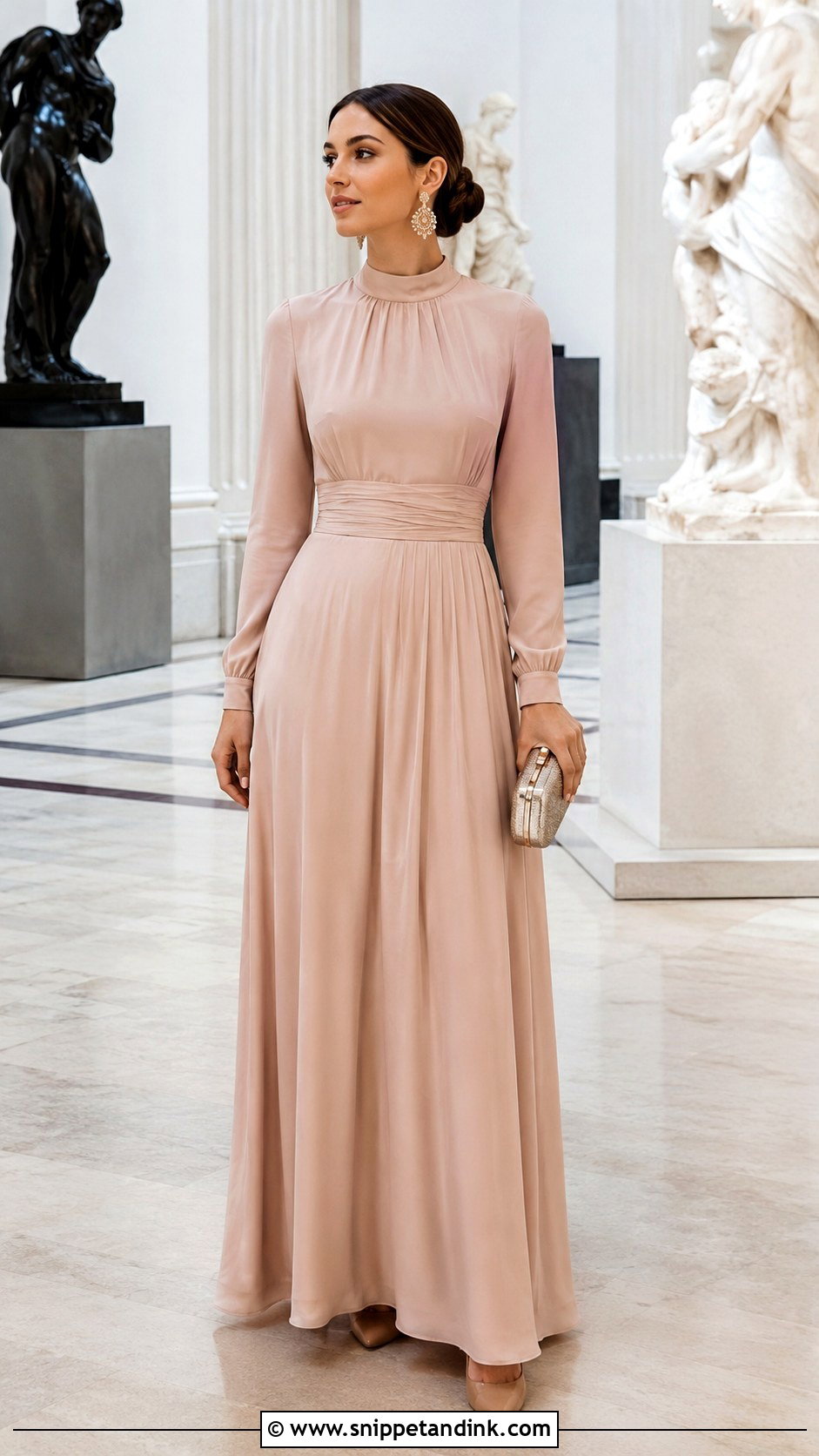 Blush High Neck Gown Outfit - Snippet and Ink - 20 Blush Gown Ideas