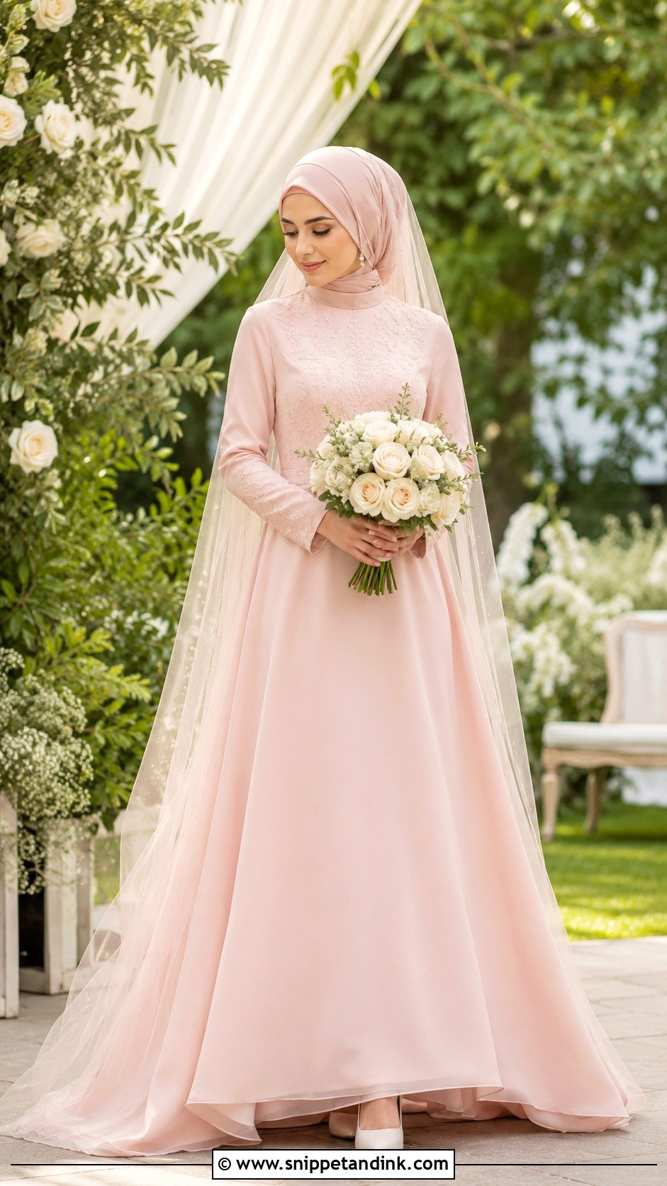 Blush Hijab Wedding Dress - Snippet and Ink - 20 Muslim Wedding Dress Hijab Bride Simple Ideas