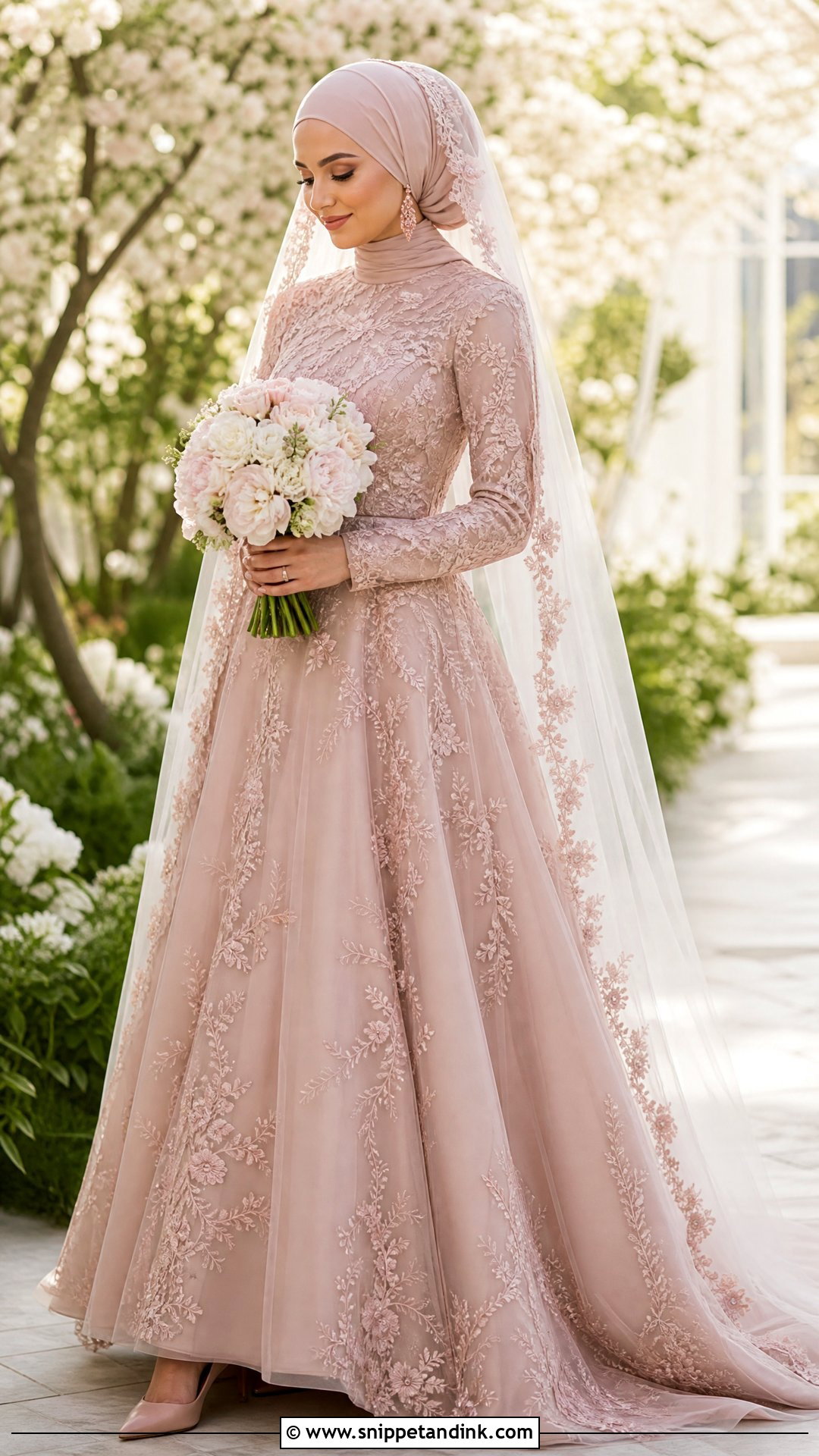 Blush Hijabi Wedding Gown - Snippet and Ink - 20 Hijabi Wedding Dress Gowns
