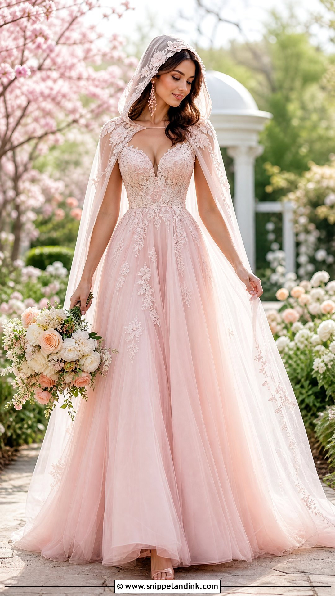 Blush Hooded Wedding Dress - Snippet and Ink - 20 Hooded Wedding Dress Ideas