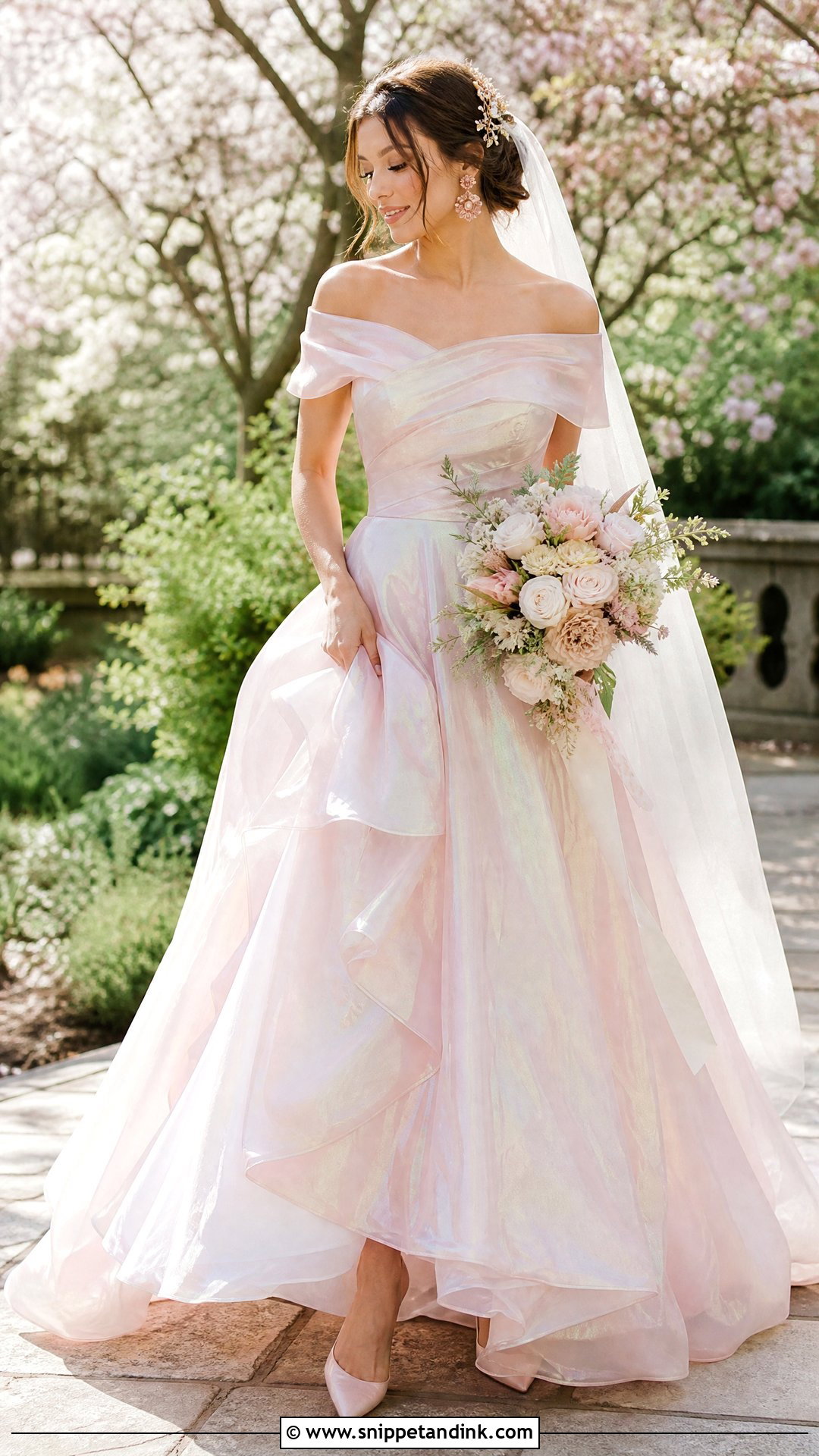 Blush Iridescent Organza Wedding Dress - Snippet and Ink - 25 Iridescent Wedding Dress Ideas