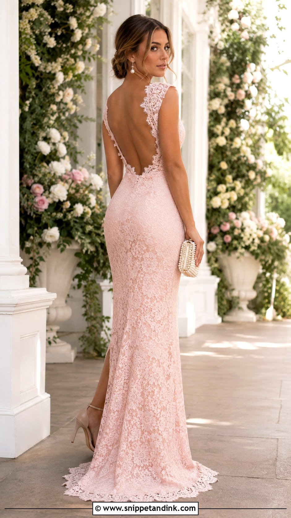 Blush Lace Backless Mermaid Dress - Snippet and Ink - 20 Backless Mermaid Dress Ideas