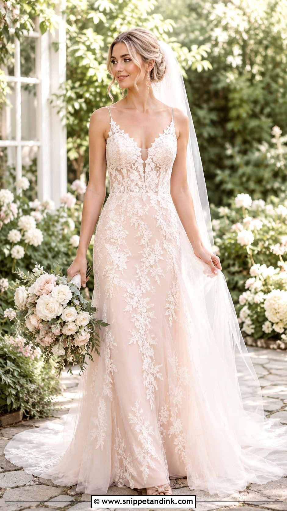 Blush Lace Bridal Dress - Snippet and Ink - 20 Lace Bridal Dresses