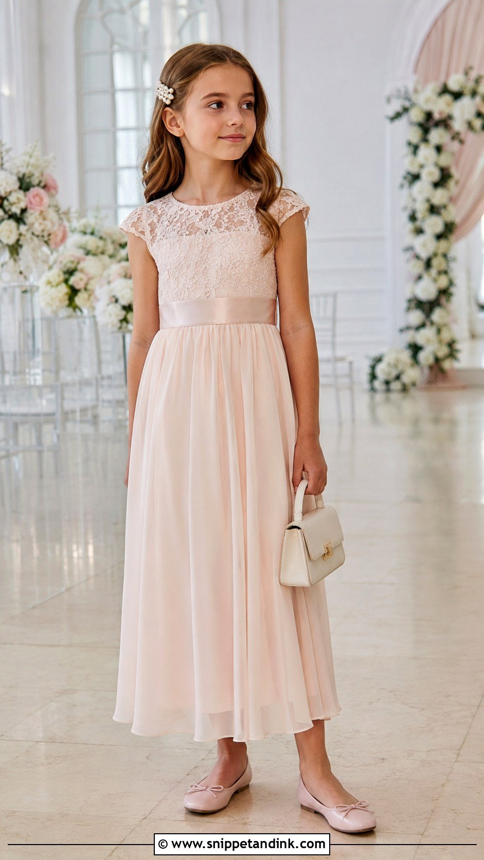 Blush Lace Girl Wedding Dress - Snippet and Ink - 20 Drees Design for Girl Wedding Ideas