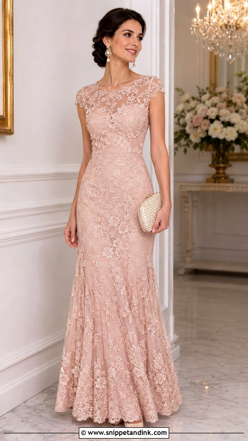Blush Lace Gown Outfit - Snippet and Ink - 20 Blush Gown Ideas