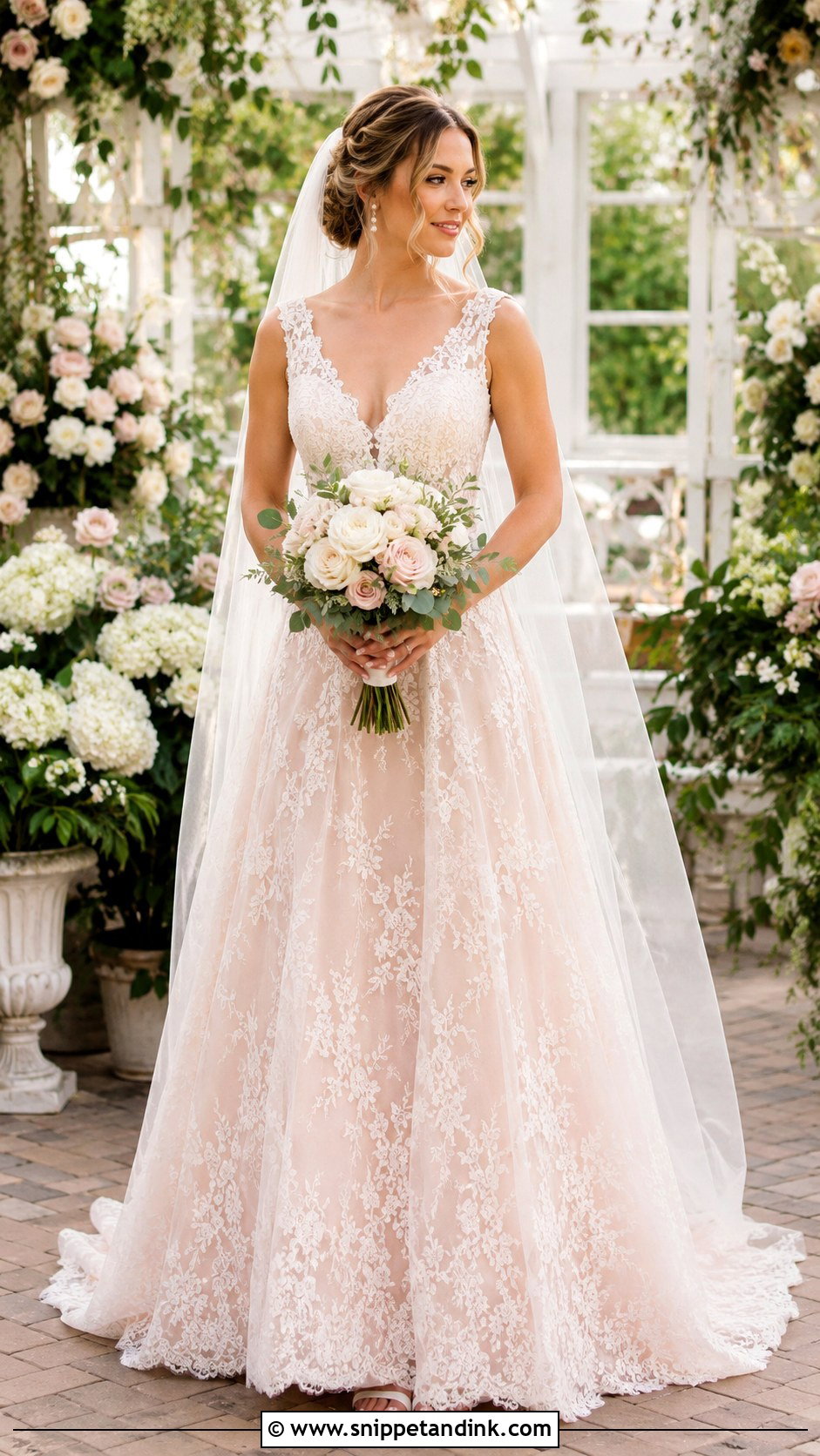 Blush Lace Overlay Wedding Dress - Snippet and Ink - 20 Lace Overlay Wedding Dress Ideas