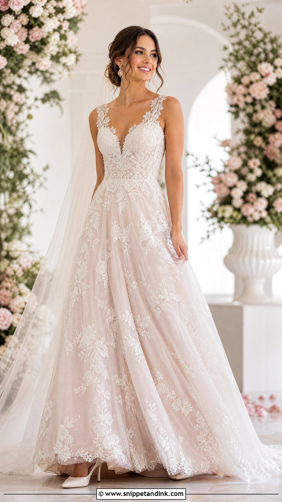 Blush Lace Wedding Dress - Snippet and Ink - 20 Wedding Dresses with Lace