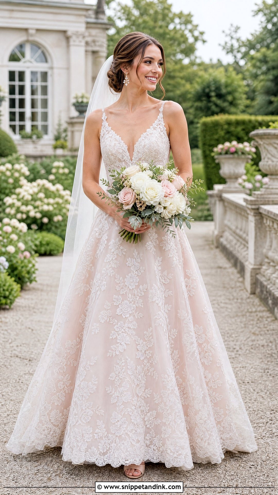 Blush Lace Wedding Dress - Snippet and Ink - 20 Unique Lace Wedding Dress Ideas